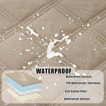 Smiry Waterproof Dog Bed Cover Blanket 40x70, Soft Reversible Pet Blanket, Washable Leakproof Cats Dogs Couch Cover for Sofa, Couch, Furniture, Lattice, Taupe/Beige