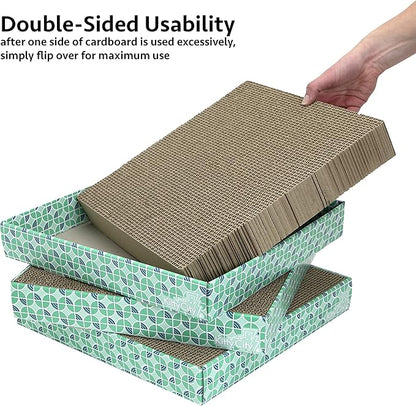 Kitty City Cat Scratcher Refill – 3-Pack Durable Corrugated Cardboard Scratch Pads with Catnip – Double-Sided for Longer Use, Cat Claw Maintenance & Furniture Protection - Size: 13.25" x 13.25"