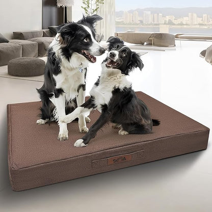 Sytopia 36 Inch Orthopedic Waterproof Dog Crate Bed for Large Dogs, Removable Washable Cover, Egg Crate Foam Mat, Suitable for Dogs Up to 60 Lbs, Brown