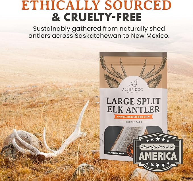 Alpha Dog Nutrition Elk Antler Chews (Large, Split)