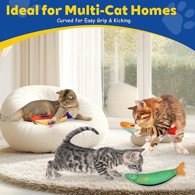 Zasle Cat Toys, Catnip Toys for Cats, Soft and Durable with Rattle Sound, Interactive Kitten Toys for Indoor Cats, Cat Chew Toy for All Breeds (3 Pack, Saury)