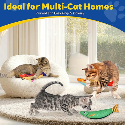Zasle Cat Toys, Catnip Toys for Cats, Soft and Durable with Rattle Sound, Interactive Kitten Toys for Indoor Cats, Cat Chew Toy for All Breeds (3 Pack, Saury)