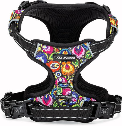Lucky Love Dog No Pull Dog Harness, Adjustable and Easy to Walk, Cute Patterned Harness for Small Medium Large Male & Female Dogs - Blackbird, Small