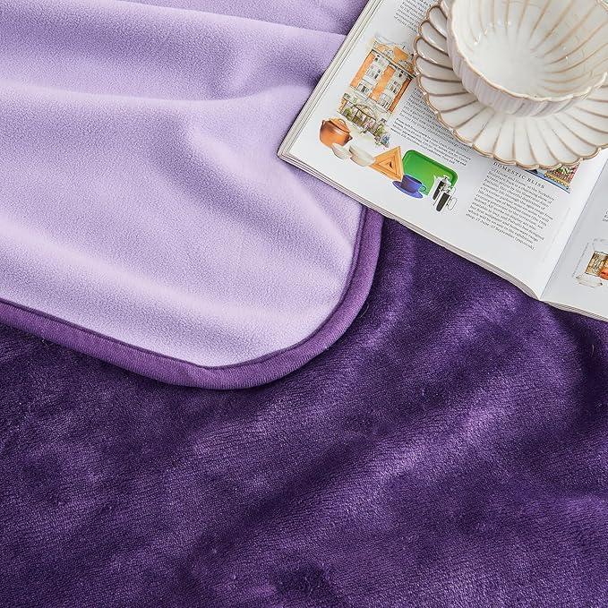 Yaning Waterproof Blanket 60"x80" for Adults, Reversible Waterproof Bed Cover for Dogs Cats Pets, Soft Leakproof Blanket for Bed Couch Sofa Furniture Protector, Dark Purple/Light Purple