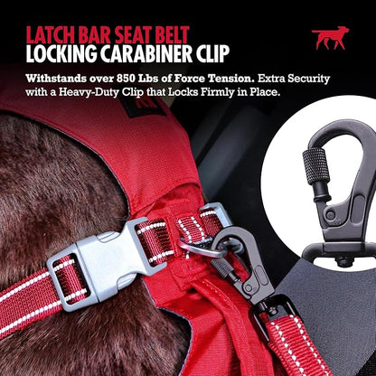 Tuff Pupper Dog Car Safety Belt | Adjustable 16–26" Latch Hook Seatbelt Restraint for Dogs | Heavy-Duty Nylon Webbing, All-Metal Hardware & 360° Swivel Carabiner | Universal Fit for Cars, Trucks & SUV