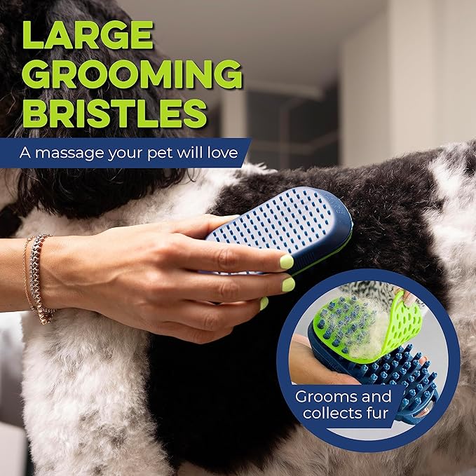 Bonza Silicone Dog Brush - Dog Brush for Shedding & Massage, Cat Bath Scrubber for Easy Shampoo, Pet Grooming Tool with Removable Hair Screen, Navy Blue, Silicone