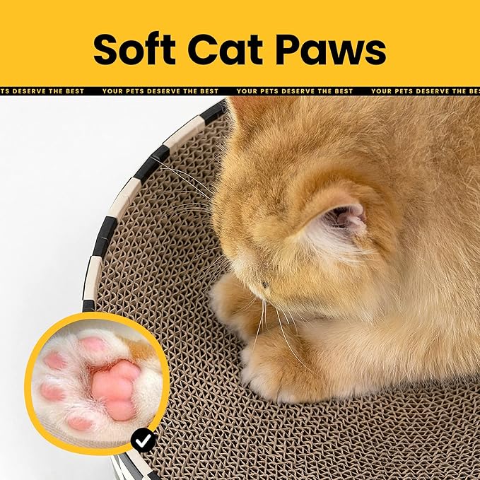 Conlun Large Oval Cat Scratcher Bowl, Cardboard Cat Scratching Pad & Lounge Bed, High-Density Reversible Cat Nest for Large Indoor Cats, Furniture Protector with Ergonomic Curve, Gift Catnip Included