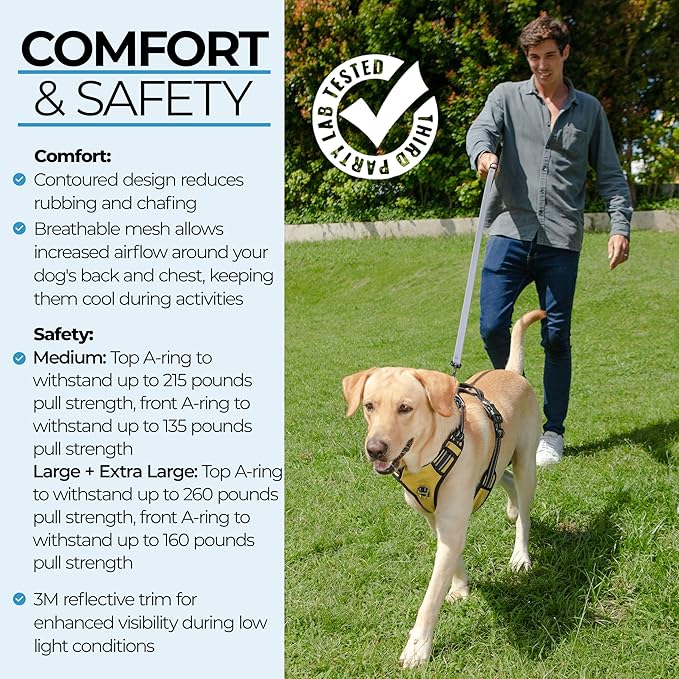 DogTraxs - Step-in Dog Harness - for Extra Large Dogs - Soft Padding & Reflective Trim - Adjustable No Pull Through Design - Control Handle - Top & Front Clip Durable - Biscuit Brown