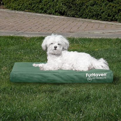 Furhaven Indoor/Outdoor Logo Oxford Polycanvas Mattress - Water-Resistant Orthopedic Dog Bed w/ Removable Cover, 125 lb max - Forest, Medium