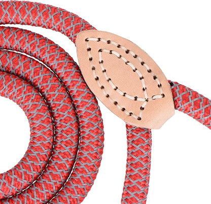 Mile High Life Climbing Rope Dog Leash w/ Leather Tip - Reflective and Chew Proof (Red, 60 Inch)
