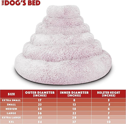 The Dog’s Bed Sound Sleep Original Calming Dog & Cat Bed, Anti-Anxiety Large Rose Pink Fur Donut Nest Snuggler, with Removable Cover, Veterinary Approved