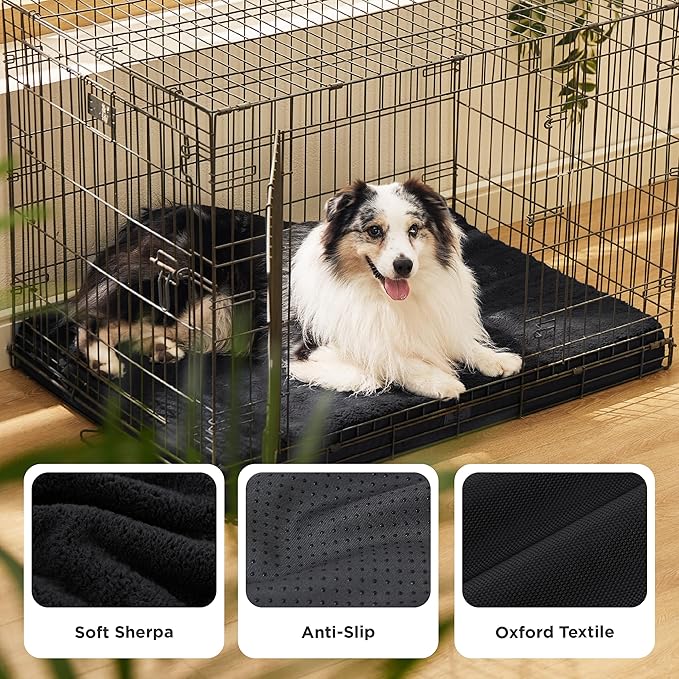 Bedsure XL Dog Bed for Crate - Large Comfy Flat Pet Beds with Removable Washable Cover, Orthopedic Egg Crate Foam Crate Mat, Suitable for Pet Up to 90 lbs