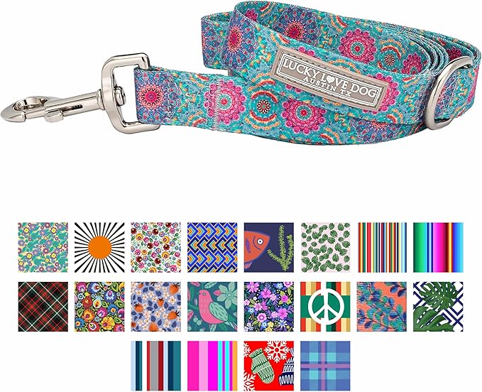 Lucky Love Dog Leash – Soft, Durable, and Comfortable Leash with Vibrant Patterns – Stylish and Long Lasting for Large Male and Female Dogs – Clara, Large