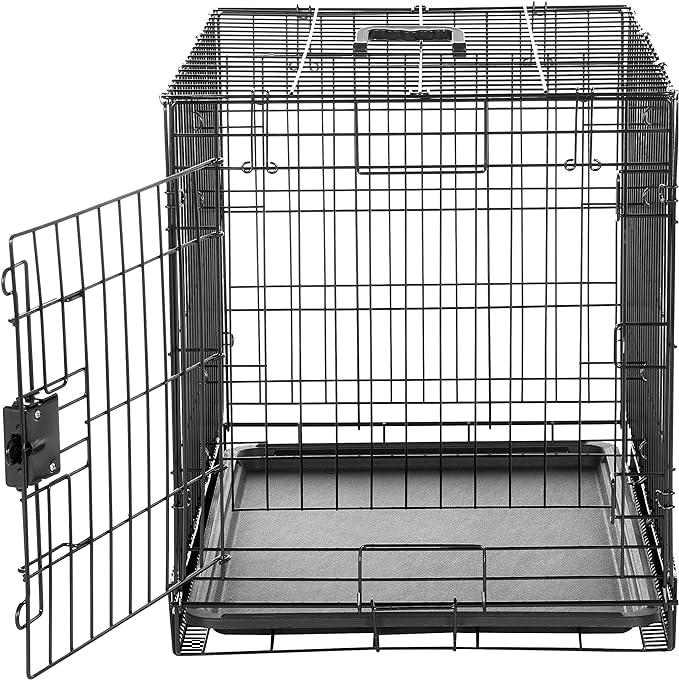 Amazon Basics - Durable, Foldable Metal Wire Dog Crate with Tray, Single Door, 30 x 19 x 21 in, Black