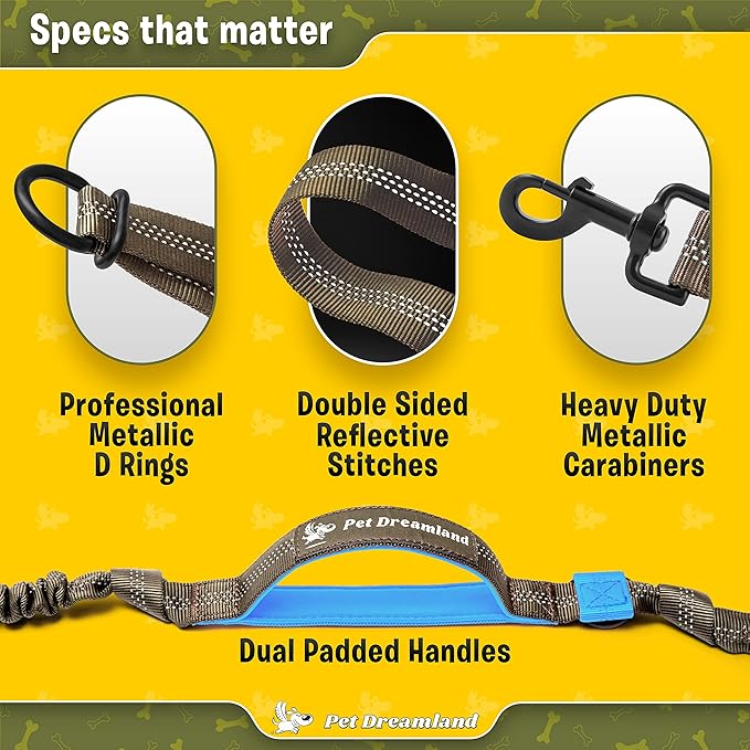 Pet Dreamland Exquisite Hands-Free Leash for Large Dogs. Ultimate Comfort & Freedom for Walking, Running, Hiking. Premium Quality & Versatile Waist Belt. Your Dog Will Love This Running Leash.