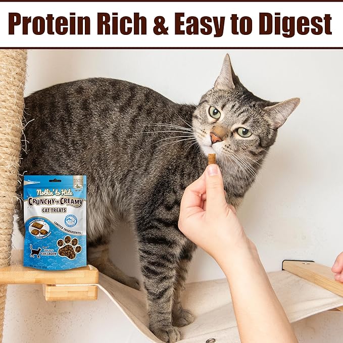 Fieldcrest Farms Nothin’ to Hide Collagen Cat Treats – Crunchy & Creamy Cat Snacks, High-Protein Healthy Treats for Skin, Coat & Joint Support, Tuna Flavor, 3 oz. Bag