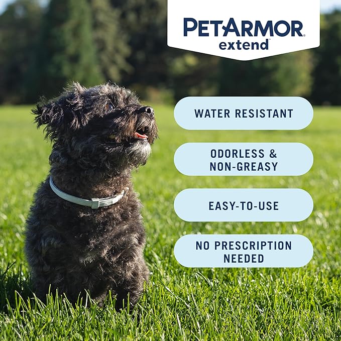 PetArmor Extend Flea & Tick Treatment & Prevention Collar for Small Dogs up to 18 lbs., 8 Months of Protection, Odorless & Non-Greasy, Waterproof, Kills Fleas, Ticks, and Flea Larvae, 2 Count