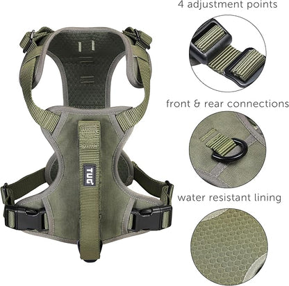 TUG Grab Dog Harness | Integrated Traffic Leash Magnetically Attached for Quick Control (Medium/Green)