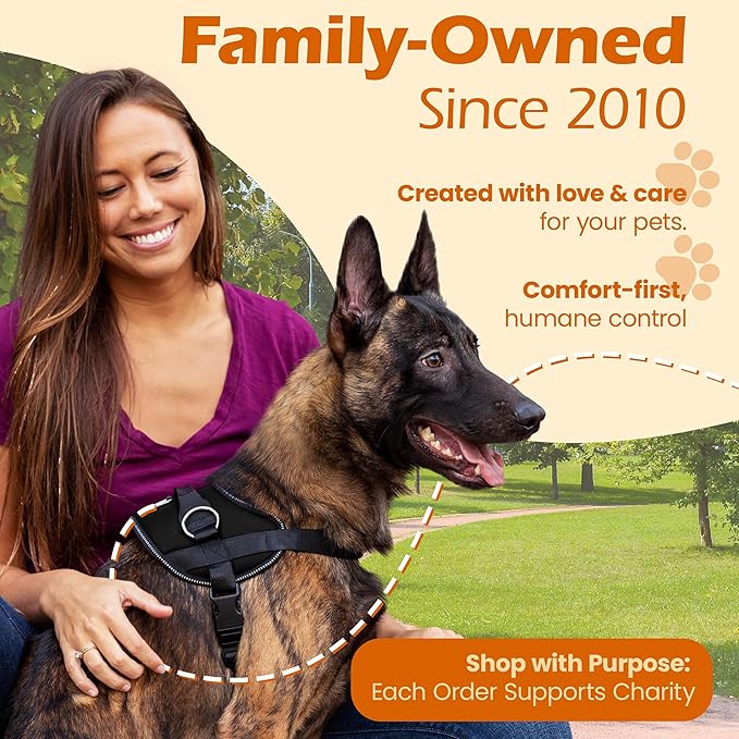 Bark Appeal Black No-Pull Dog Harness for Extra Small Sized Pets – Adjustable, Reflective Vest with 3 Leash Clips for Added Control, Easy Walks & Training – XS