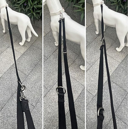Dog Leash-Multifunctional Double Ended,for Obedience Training Or Distance Work Easy to Use,Lightweight,Soft&Durable Convertible Hands Free,Crossbody,Over Shoulder (Black, 2M*2.5CM)