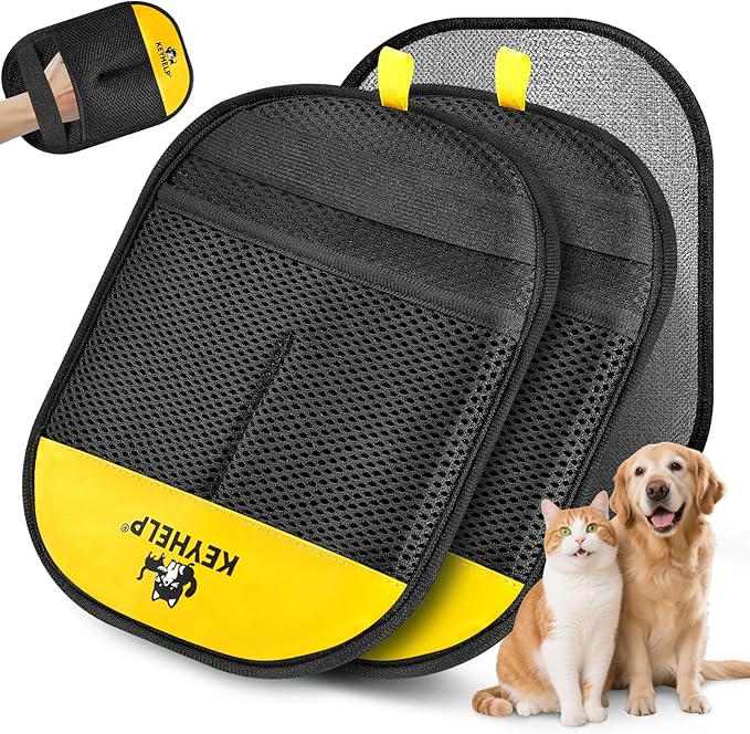KEYHELP 2PCS Pet Hair Removal Glove for Dogs & Cats, Newly Upgraded Reusable Electrostatic Pet Hair Gloves, Pet Hair Remover Tool for Clothing, Couch, Bed, Carpet, Car Seat