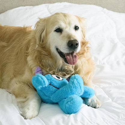 Flourish Pets 3 in 1 Multi-Layer Chew Toy for Active Dogs | Non-Toxic BPA Free Double Stitched Soft Fabric Exterior Dog Toys | Long-Lasting Dog Plush Toys – Large, Blue Monster 11"