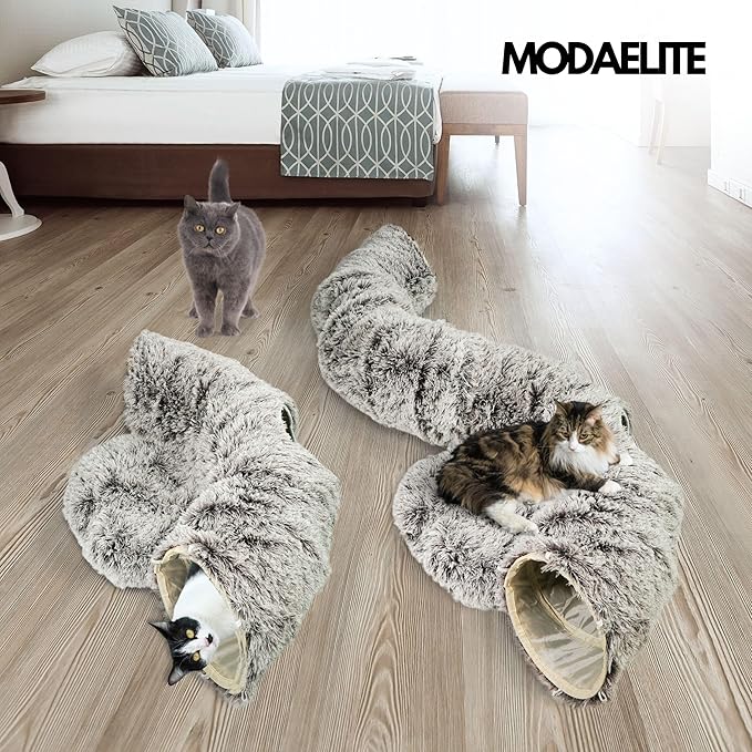 Circular Cat Tunnel for Indoor Cat - Indoor Kitty Tunnel - Cats Toy - Brown