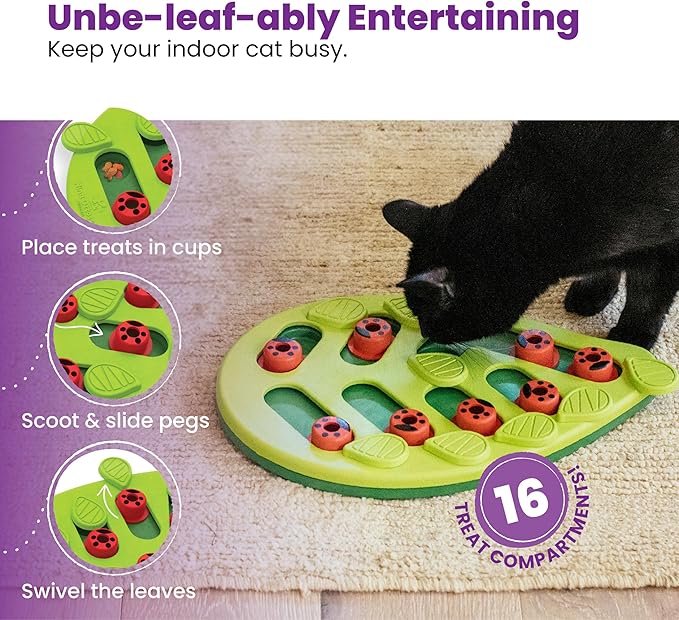 Catstages Nina Ottosson Buggin' Out Puzzle & Play – Interactive Cat Puzzle Feeder for Indoor Cats, 16 Hidden Treat Compartments, Slow Feeder, Durable & Easy-Clean