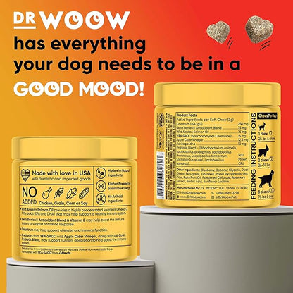 Allergy Relief & Itch Supplement for Dogs - with Omega 3 Wild Alaskan Salmon Oil and BettaBerries + YEA-SACC. Hot Spots, Anti Itch and Seasonal Allergies