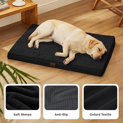 Bedsure Giant Dog Bed for Jumbo Dogs - 53" x 36" Flat Pet Beds with Removable Washable Cover, Orthopedic Egg Crate Foam Mat for Long-Bodied Pets Up to 120 lbs