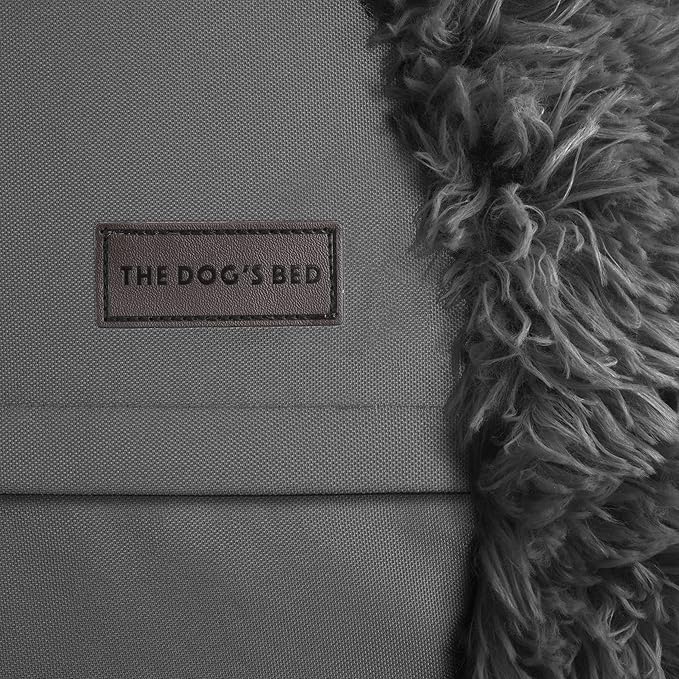 The Dog’s Bed Sound Sleep Donut Dog Bed, Medium Dark Grey Fur Calming Nest Bed, Veterinary Approved