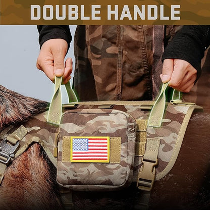 Forestpaw Tactical Dog Harness Tactical Dog Collar with Bungee Leash Set,No Pull Military Dog Harness for Walking Training,Adjustable for Medium Large Dogs,Camouflage Brown,Chest 15.5-25.5"