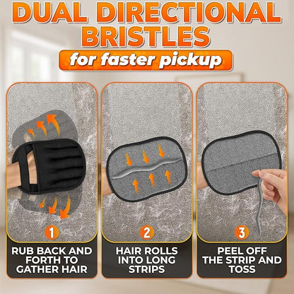Pet Hair Removal Glove – Electrostatic Five-Finger Fur Remover for Cats & Dogs, Reusable Polyester Glove 9.25"x6.69" for Couch, Carpet, Car Seat, Furniture & Clothing, Great as Cat Mom Gifts