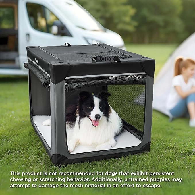 Lesure Shown on TODAY Show Soft Collapsible Dog Crate - 30 Inch Portable Travel Crate for Medium Dogs Indoor & Outdoor, 4-Door Foldable Pet Kennel with Mesh Windows, Black