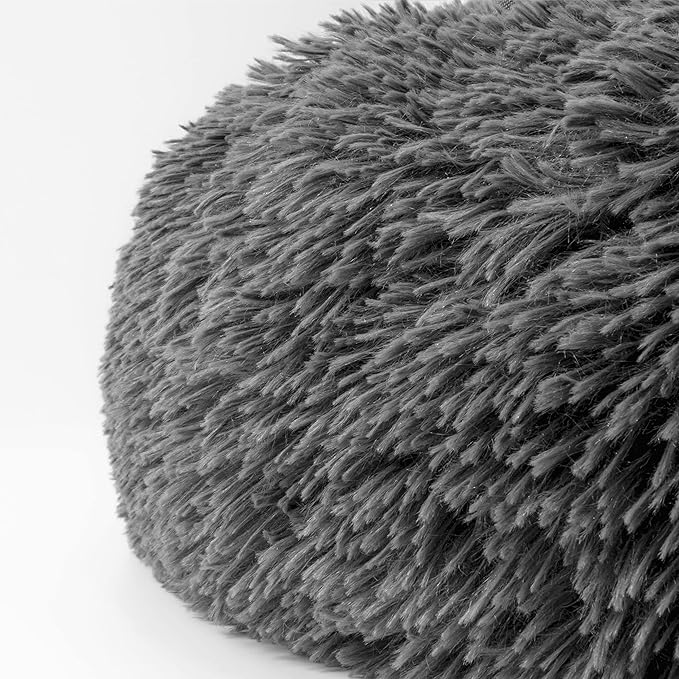 The Dog’s Bed Sound Sleep Donut Dog Bed, Small Dark Grey Fur Calming Nest Bed, Veterinary Approved