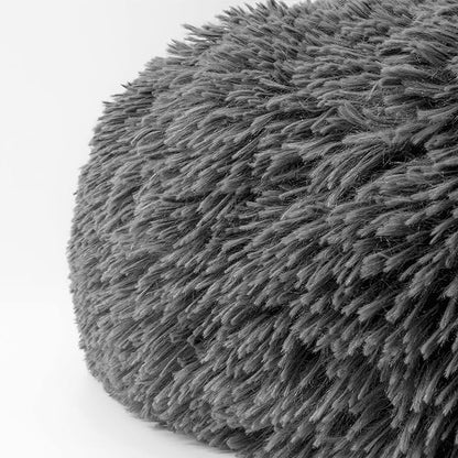 The Dog’s Bed Sound Sleep Donut Dog Bed, Small Dark Grey Fur Calming Nest Bed, Veterinary Approved