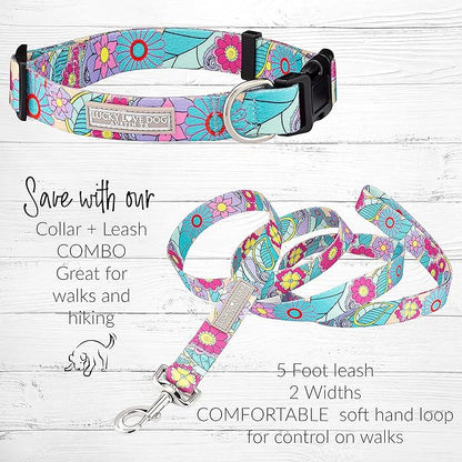 Lucky Love Dog - Adjustable Dog Collar and Leash Set with Easy Click Buckle for Large Ones, Durable, & Comfortable Collar for Male & Female Dogs, Puppies & Adult Dogs - Caroline, XL