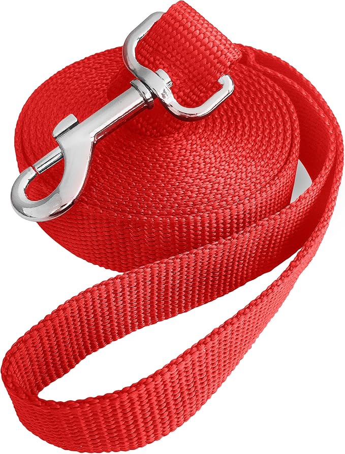 10ft Red Dog Leashes Long Line Training Leash,for Large,Medium and Small Dogs,Long Puppy Lead,for Training,Backyard,Camping,or Play,Great for Parks and Fetch (10FT, Red)