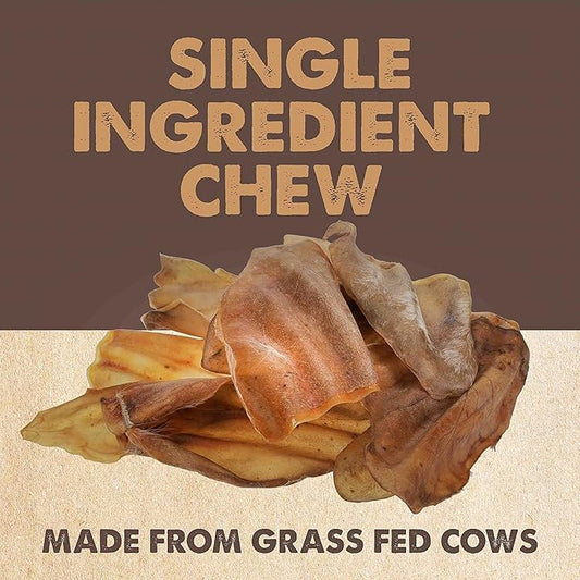 Mighty Paw 100% Natural Unbleached Cow Ears for Dogs - Single Ingredient - Cows Ears for Dogs Chew Treats Suitable for Small, Medium & Large Breeds - Pet Chews (12 Pack)