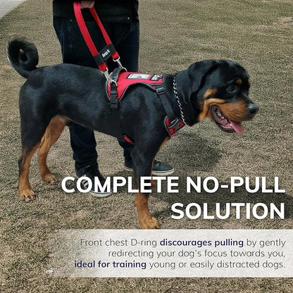 ActiveDogs No Pull Service Dog Harness - Adjustable, No Choke Medium/Large Service Dog Vest Harness - Includes Reflective Padding, Patch, Control Handle, ID Window. &D-Rings – Red, 24"-32" Girth