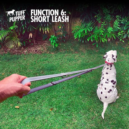 Tuff Pupper Heavy Duty Multi Function Crossbody Leash | 6 Uses in One Cross body Leash | 8 Feet Hands Free Leashes | Two Dog Leashes | Ballistic Nylon & Thick Neoprene Padding, Small Medium Large Dogs