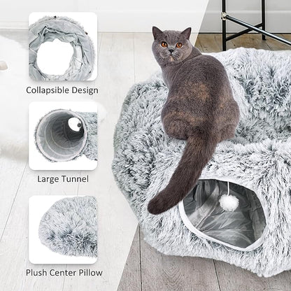 MODAELITE Circular Cat Tunnel for Indoor Cat - Indoor Cat Tunnel -Kitty Tunnel - Cats Toy - Grey