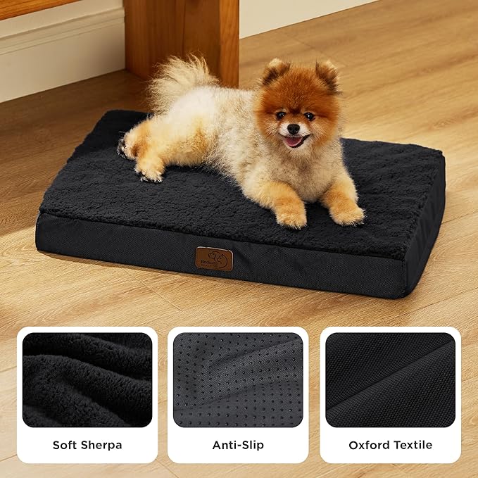 Bedsure Dog Bed for Small Dogs - Comfy Flat Puppy Beds with Removable Washable Cover, Orthopedic Egg Crate Foam Pet Mat, Suitable for Pet Up to 15 lbs