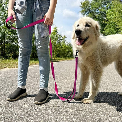 Joytale Dog Leash Heavy Duty for Large Dogs That Pull, Double Handle for Traffic Control, Double-Sided Reflective Leashes for Large Medium Dogs Night Safety, 5FT, Hot Pink