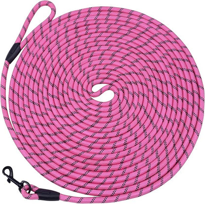 Long Dog Leash for Training 20Ft-Reflective Nylon Rope with Swivel Hook-Recall Agility Lead for Large Small Medium Dogs Outside Walking Hiking-Pink