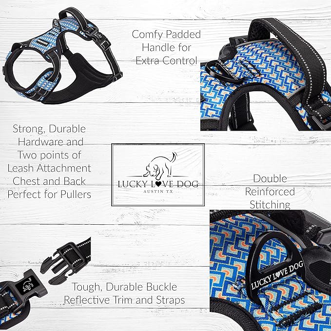 Lucky Love Dog No Pull Dog Harness, Adjustable and Easy to Walk, Cute Patterned Harness for Medium Male & Female Dogs - Murphy, Medium