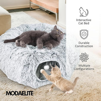 MODAELITE Circular Cat Tunnel for Indoor Cat - Indoor Cat Tunnel -Kitty Tunnel - Cats Toy - Grey