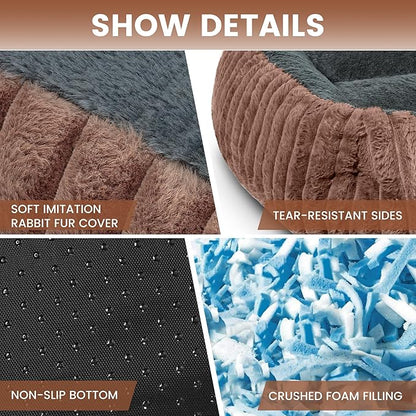 Dog Beds for Extra Large Dogs 43x35 Inch, Comfort-Sided Orthopedic XXL Dog Bed Couch with Breathable Shredded Memory Foam, Faux Rabbit Fur Pet Bed, Non-Detachable, Non-Slip, Machine Washable