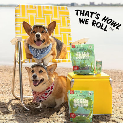 Polkadog Green Monstah Bone Shaped Dog Treats – Crunchy, All Natural, Limited Ingredient Healthy Treats. Handcrafted & Made in USA. Made with Kelp & Green Crab, High in Omega-3, Hypoallergenic – 7oz