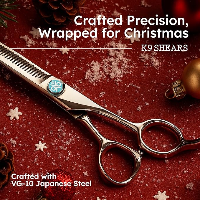 7” Dog Grooming Chunker Scissors – 42 Teeth, VG10 Japanese Steel User-Friendly Pet Thinning Shears | Matte Anti-Glare Finish | Lightweight, Ergonomic, Handcrafted | Thinning Rate 50% | K9 Shears